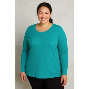 2/$30 Cacique NWOT Round Neck Tee Shirt Cotton Blue Women's Plus 22/24